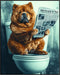 Posterizer 1 pcs-funny poster of cute fluffy chow-chow dog on the toilet 1-Bathroom Restroom Art-Comedy Art- Bathroom, restroom Decor- unframed wa...